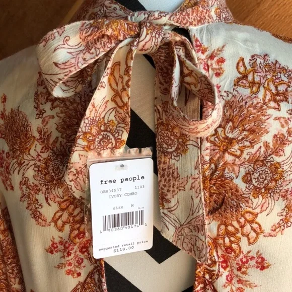 Free People Lady Luck Boho Tunic Ivory Combo M - Picture 15 of 16